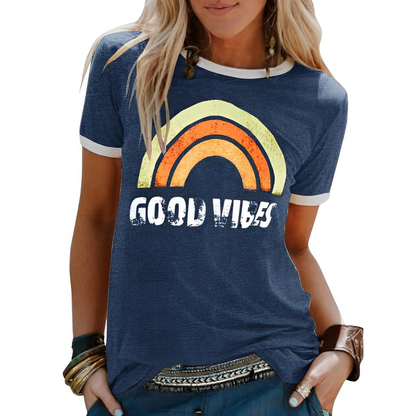 Violetta™ | "Good Vibes" Modieuze Statement-T-Shirt