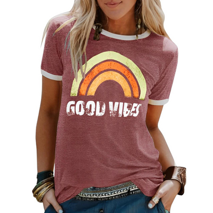 Violetta™ | "Good Vibes" Modieuze Statement-T-Shirt