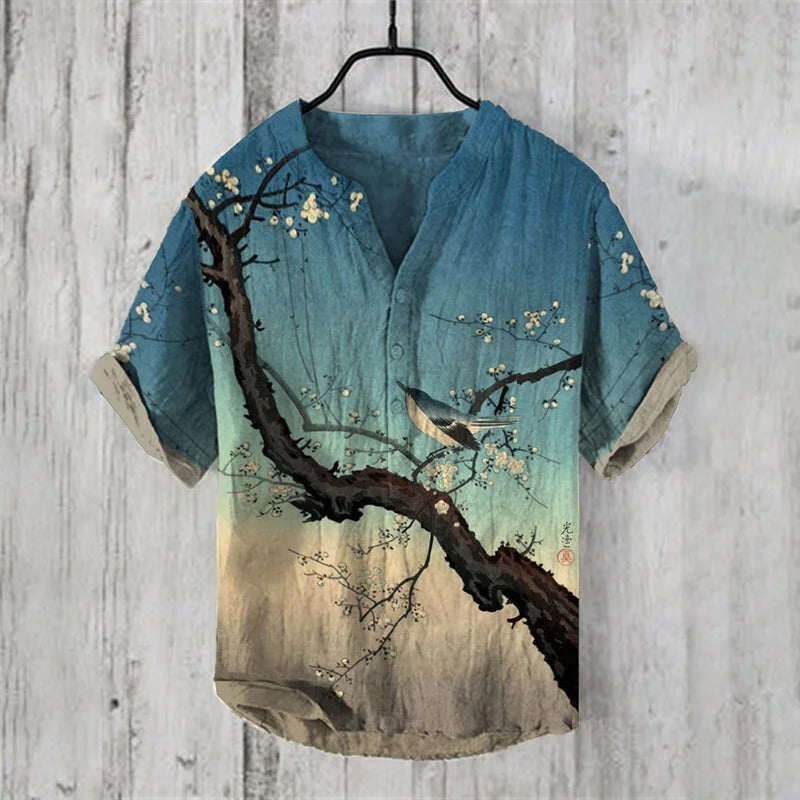 Vintage Japanse Art Linnen Blend Shirt