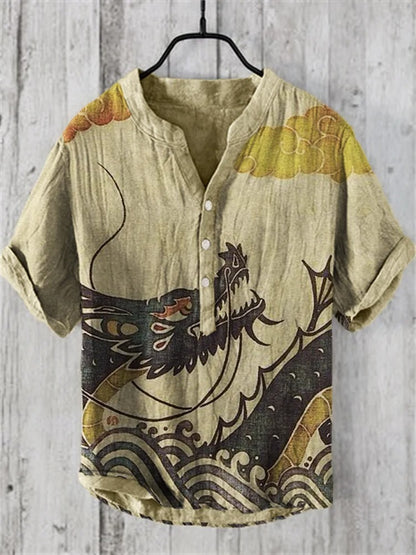 Vintage Japanse Art Linnen Blend Shirt