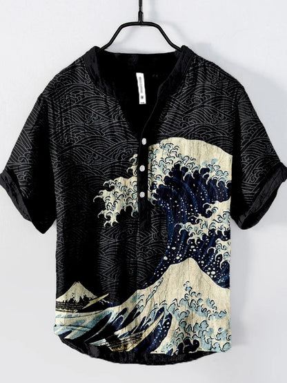 Vintage Japanse Art Linnen Blend Shirt