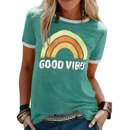 Violetta™ | "Good Vibes" Modieuze Statement-T-Shirt