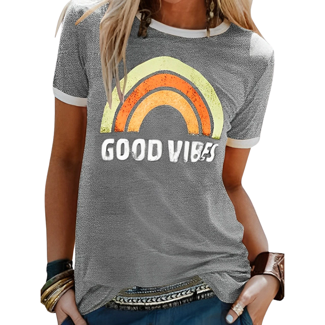 Violetta™ | "Good Vibes" Modieuze Statement-T-Shirt