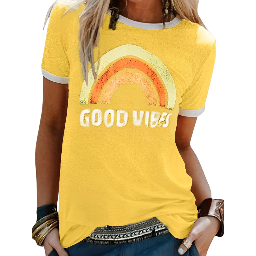 Violetta™ | "Good Vibes" Modieuze Statement-T-Shirt