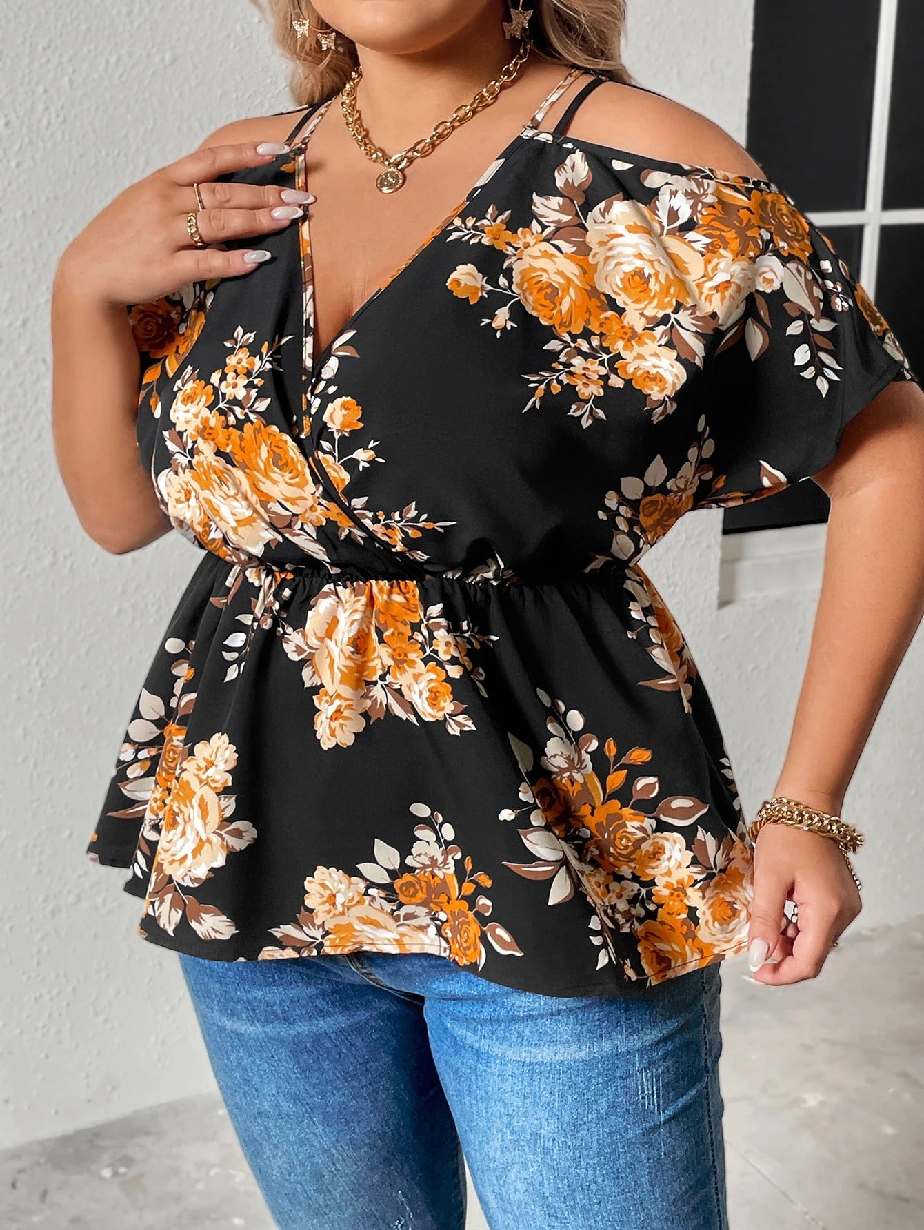 Marit | Bloemenprint V- Hals Blouse