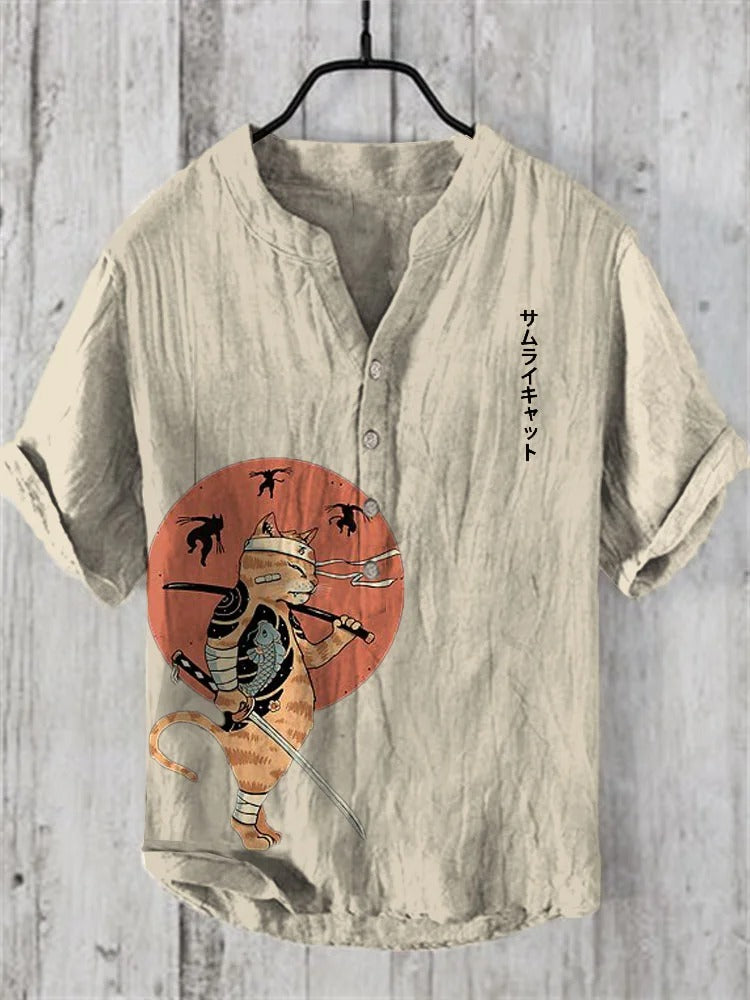 Vintage Japanse Art Linnen Blend Shirt